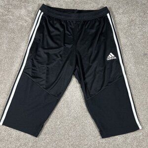 Adidas 3 Stripe Black Crop Pants Men's M Athletic Gym Shorts NWT